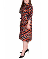 Plus Size Long Sleeve Roll Tab Shirtdress